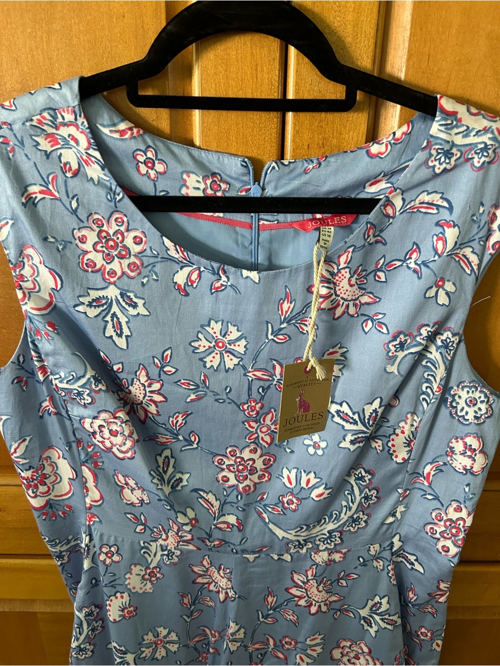 Joules Blue Floral Fit-and-Flare Dress - Picture 2 of 4